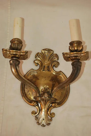 Rare large 1920's solid brass sconces