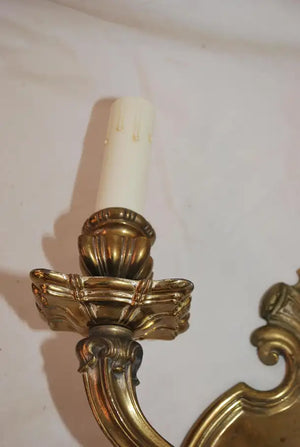 Rare large 1920's solid brass sconces