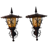 Rare pair of small French wrought iron outdoor/indoor sconces