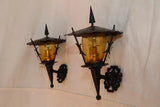 Rare pair of small French wrought iron outdoor/indoor sconces