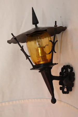Rare pair of small French wrought iron outdoor/indoor sconces