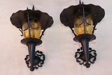 Rare pair of small French wrought iron outdoor/indoor sconces