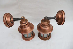 Pair of 1920's copper outdoor/indoor sconces