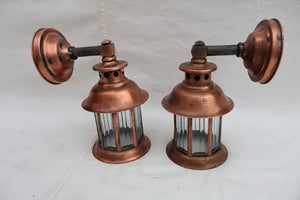 Pair of 1920's copper outdoor/indoor sconces