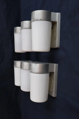 very rare set of six 1950's outdoor/indoor sconces design by prescolite CA