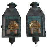 Large 1940's brass outdoor sconces