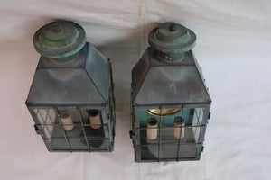 Large 1940's brass outdoor sconces