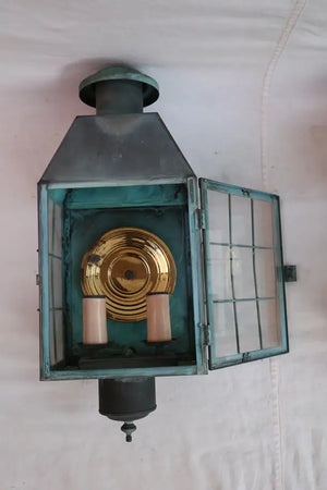 Large 1940's brass outdoor sconces