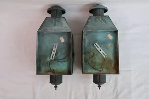 Large 1940's brass outdoor sconces