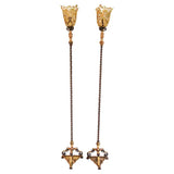 Beautiful pair of 1920's iron/bronze/brass torchiere