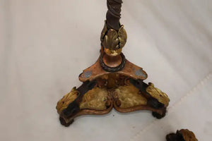 Beautiful pair of 1920's iron/bronze/brass torchiere