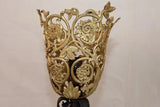 Beautiful pair of 1920's iron/bronze/brass torchiere