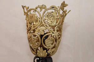 Beautiful pair of 1920's iron/bronze/brass torchiere