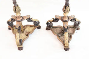 Beautiful pair of 1920's iron/bronze/brass torchiere