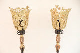 Beautiful pair of 1920's iron/bronze/brass torchiere