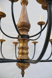 Large 1940's wrought iron and wood chandelier