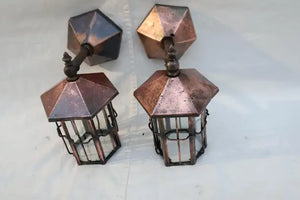 Pair of 1920's copper outdoor/indoor sconces