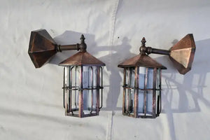 Pair of 1920's copper outdoor/indoor sconces