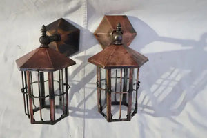Pair of 1920's copper outdoor/indoor sconces