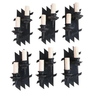 rare set of six 1900's iron sconces
