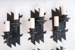 rare set of six 1900's iron sconces