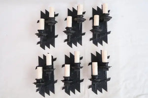 rare set of six 1900's iron sconces