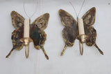 Elegant small pair of 1970's butterfly brass sconces, ( brutalist style )