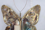 Elegant small pair of 1970's butterfly brass sconces, ( brutalist style )