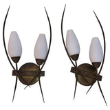 Rare and large sexy French 1950's sconces, ( we have the matching chandelier )