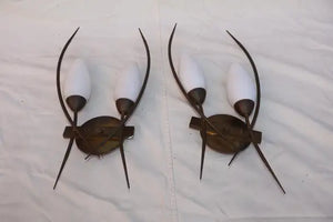Rare and large sexy French 1950's sconces, ( we have the matching chandelier )
