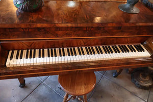 Very rare mid 19th Century burl walnut baby grand piano by Collard and Collard
