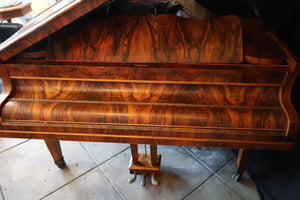 Very rare mid 19th Century burl walnut baby grand piano by Collard and Collard