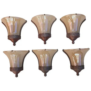 Rare set of six Art Deco sconces