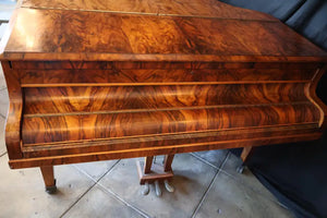 Very rare mid 19th Century burl walnut baby grand piano by Collard and Collard