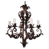 Elegant 1920's French hands made wrought iron chandelier