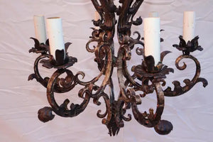 Elegant 1920's French hands made wrought iron chandelier