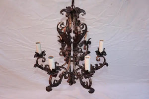 Elegant 1920's French hands made wrought iron chandelier