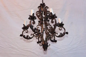 Elegant 1920's French hands made wrought iron chandelier