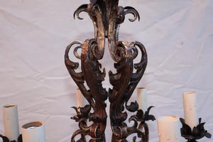 Elegant 1920's French hands made wrought iron chandelier