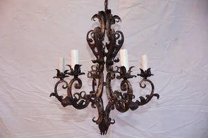Elegant 1920's French hands made wrought iron chandelier