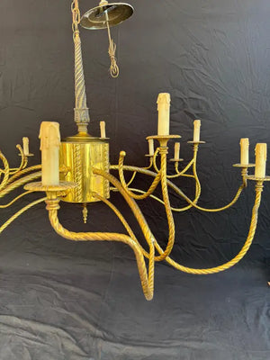 Very rare Large 1950's brass chandelier