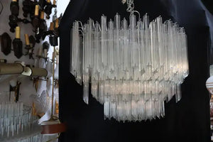 Large 1970's crystal Italian light design by Venini