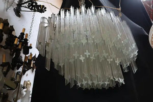 Large 1970's crystal Italian light design by Venini