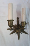 Rare pair of French 1940's star brass sconces