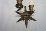 Rare pair of French 1940's star brass sconces