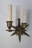 Rare pair of French 1940's star brass sconces