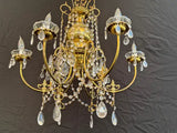 Elegant brass and crystal chandelier