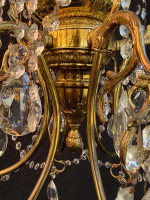 Elegant brass and crystal chandelier