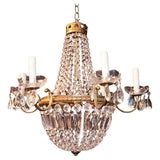 Elegant 1940's French style crystals/brass chandelier