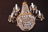 Elegant 1940's French style crystals/brass chandelier